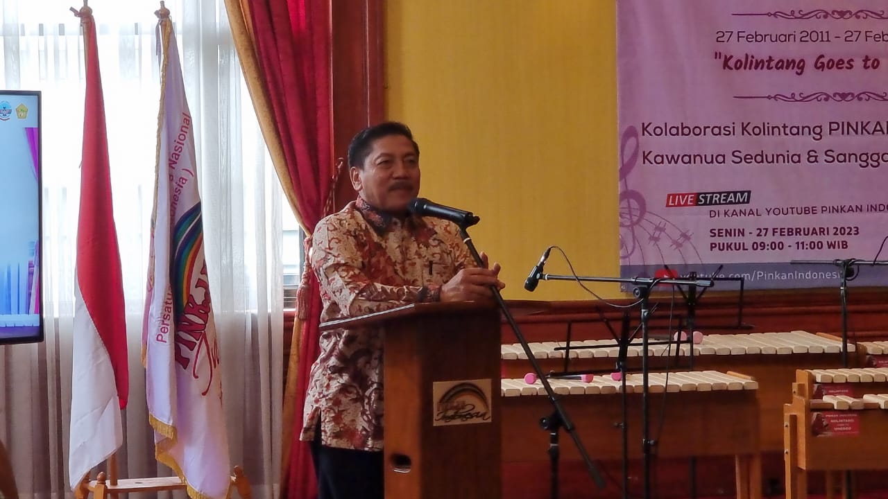 Dewan Pembina PINKAN, Laksamana TNI (Purn) Prof. Dr. Marsetio, memberi sambutan pada HUT ke-12 PINKAN di Jakarta, Senin (27/2/2023). Foto: Haresti/Indomaritim.comacara PINGKAN