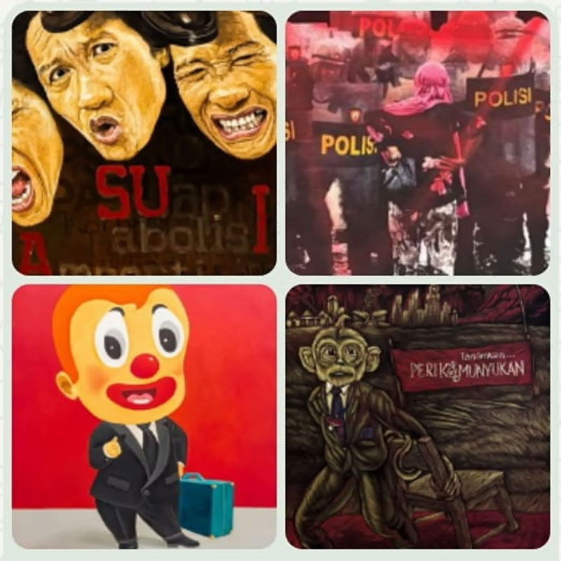 Sejumlah karya seni rupa pada pameran di Bentara Budaya Yogyakarta. Foto: dialoguejakarta.com/Raihul Fadjri Sejumlah karya seni rupa pada pameran di Bentara Budaya Yogyakarta. Foto: dialoguejakarta.com/Raihul Fadjri