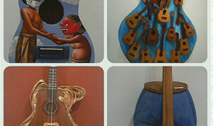 Alat musik kencrung pada pameran bertajuk Lazuardi. Foto: indomaritim.com/ Raihul Fadjri