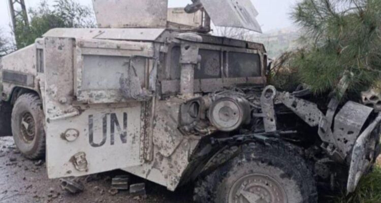 Kondisi Kendaraan Taktis Indobatt dalam insiden di Bani Hayyan, Lebanon Selatan (30/3/2026). Foto: Indomaritim.com/Ist