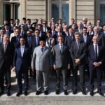 Indonesian President Prabowo Subianto (fourth from left) and French President Emmanuel Macron (fourth from right) pose with members of the France-Indonesia High-Level Business Council in Paris, France, on Thursday (May 28, 2026). Antara Photo