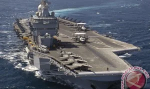 Kapal induk Prancis, Charles de Gaulle. Foto Antara