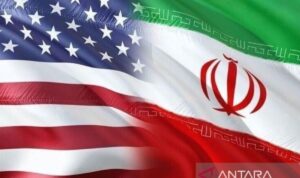 Ilustrasi bendera AS-Iran. Foto Antara