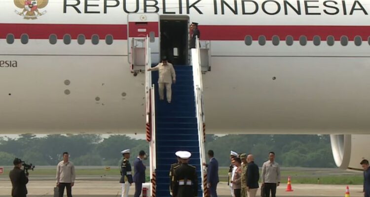 President Prabowo Subianto lands in Jakarta on Saturday (May 30, 2026) following a state visit to France. Antara Photo