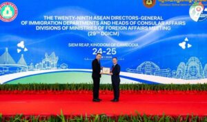 Indonesian Immigration Director General Hendarsam Marantoko leads discussions during the 21st DGICM + Australia Consultation in Siem Reap, Cambodia, on June 25, 2026. Antara Photo