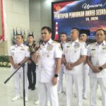 Indonesian Navy Chief of Staff Adm. Muhammad Ali speaks at a press conference at the Naval Command and Staff College (Seskoal) in South Jakarta, June 18, 2026. Foto Antara