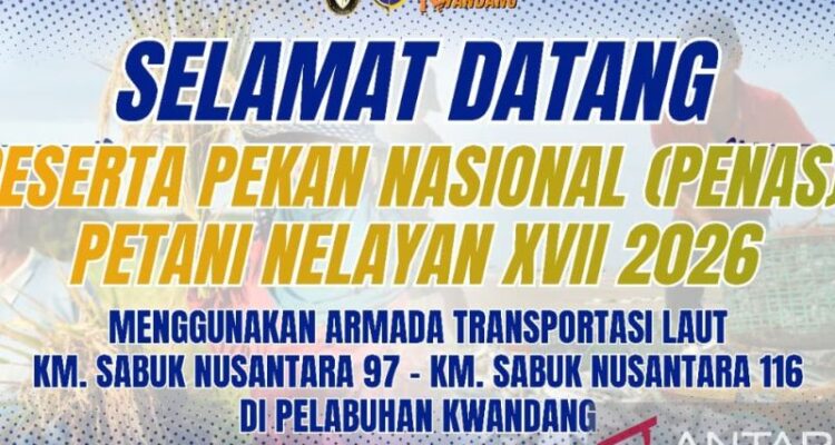 Kantor UPP Kelas III Kwandang Gorontalo Utara, Provinsi Gorontalo memastikan kesiapan menyambut kedatangan 85 orang peserta PENAS KTNA XVII Tahun 2026 melalui Pelabuhan Nusantara tersebut, menumpang KM Sabuk Nusantara 97 dari Kalimantan Utara, dengan rencana kedatangan pada 19 Juni 2026 pukul 06.00 Wita. Foto Antara
