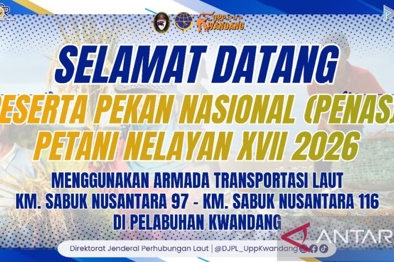 Kantor UPP Kelas III Kwandang Gorontalo Utara, Provinsi Gorontalo memastikan kesiapan menyambut kedatangan 85 orang peserta PENAS KTNA XVII Tahun 2026 melalui Pelabuhan Nusantara tersebut, menumpang KM Sabuk Nusantara 97 dari Kalimantan Utara, dengan rencana kedatangan pada 19 Juni 2026 pukul 06.00 Wita. Foto Antara Kantor UPP Kelas III Kwandang Gorontalo Utara, Provinsi Gorontalo memastikan kesiapan menyambut kedatangan 85 orang peserta PENAS KTNA XVII Tahun 2026 melalui Pelabuhan Nusantara tersebut, menumpang KM Sabuk Nusantara 97 dari Kalimantan Utara, dengan rencana kedatangan pada 19 Juni 2026 pukul 06.00 Wita. Foto Antara