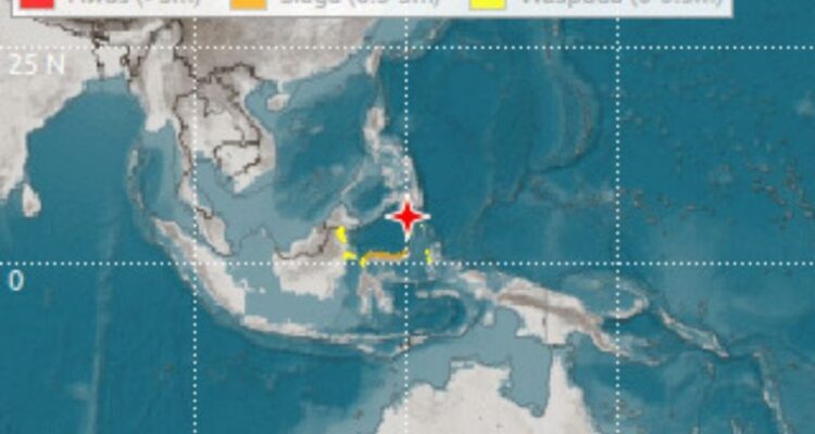 Senin 08 Juni 2026 pukul 06.37.42 WIB wilayah Pantai Selatan Mindanao, Filipina diguncang gempa tektonik. Hasil analisis BMKG menunjukkan gempa bumi ini memiliki parameter update dengan magnitudo M7,7. Episenter gempa bumi terletak pada koordinat 5,80° LU ; 125,14° BT, atau tepatnya berlokasi di laut pada jarak 244 kilometer arah barat laut Pulau Karatung, Sulawesi Utara pada kedalaman 47 kilometer. Foto Antara