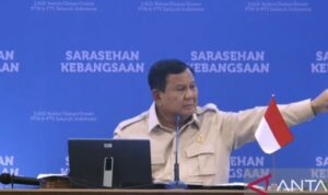 President Prabowo Subianto delivers a speech during the closing of the Indonesian Convention of Science, Technology, and Industry in Jakarta on Sunday (June 28, 2026). Antara Photo