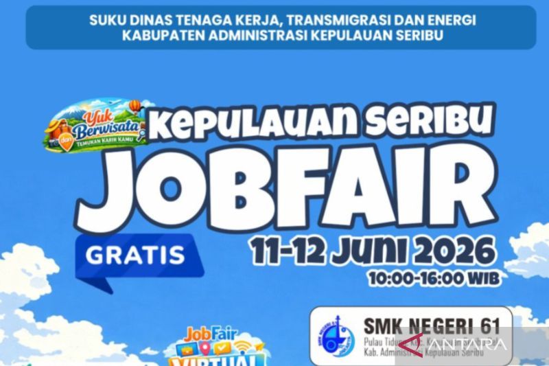 Pemerintah Kabupaten Kepulauan Seribu melalui Suku Dinas Tenaga Kerja, Transmigrasi dan Energi (Nakertransgi) menggelar bursa kerja (Job Fair) Kepulauan Seribu Tahun 2026. Foto Antara Pemerintah Kabupaten Kepulauan Seribu melalui Suku Dinas Tenaga Kerja, Transmigrasi dan Energi (Nakertransgi) menggelar bursa kerja (Job Fair) Kepulauan Seribu Tahun 2026. Foto Antara