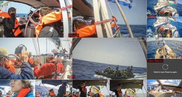 Ilustrasi: Cuplikan layar dari video CCTV menunjukkan pasukan Israel menyerang kapal dari Armada Global Sumud yang menuju Gaza di Laut Mediterania, pada 19 Mei 2026. Foto Antara