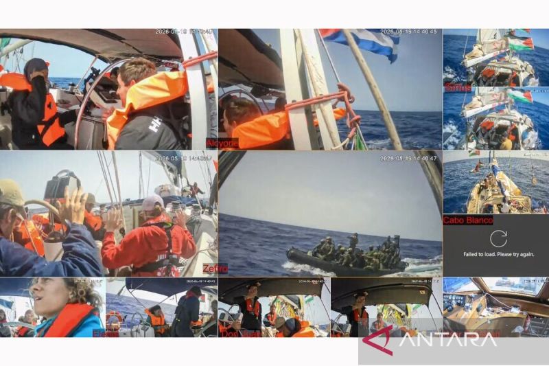 Ilustrasi: Cuplikan layar dari video CCTV menunjukkan pasukan Israel menyerang kapal dari Armada Global Sumud yang menuju Gaza di Laut Mediterania, pada 19 Mei 2026. Foto Antara