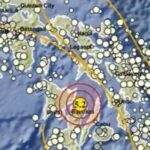 Titik gempa di barat laut Tahuna, Kepulauan Sangihe, Sulawesi Utara pada Rabu (29/7/2026). Sumber infografis: Antara