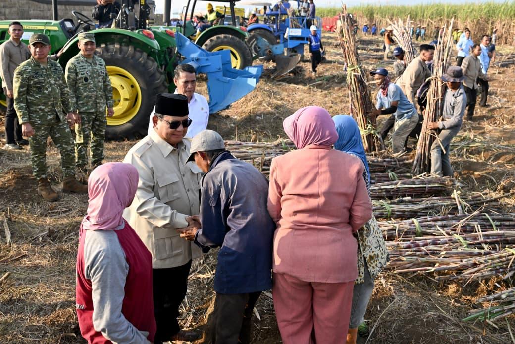 President Prabowo Subianto witnessed the large-scale sugarcane harvest at Abdulrachman Saleh Air Force Base in Malang Regency, East Java Province, on Friday, July 17, 2026. Photo source: Presidential Secretariat Press, Media, and Information Bureau (BPMI)