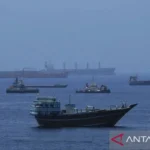 Ilustrasi - Kapal kargo komersial dan kapal tanker minyak mentah yang sedang berlabuh di Teluk Oman (21/6/2026). Sumber foto: Antara
