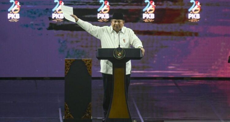 President Prabowo delivers his address at the 28th anniversary of the National Awakening Party (PKB) in Jakarta on Thursday (July 23, 2026). Photo Source: Antara