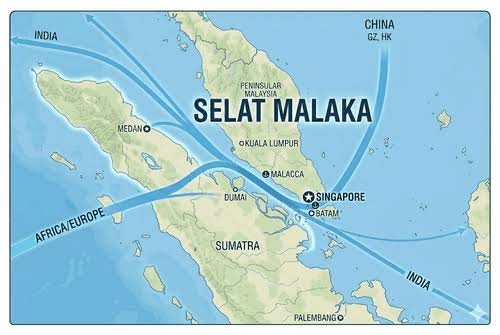 Peta Selat Malaka. Foto Antara Peta Selat Malaka. Foto Antara