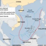 Peta Laut China Selatan dengan sembilan garis putus-putus China. Sumber Foto: indomaritim.com/IMO