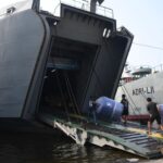 Indonesian Army personnel load water tanks onto the ADRI-XCII BM vessel at Tanjung Priok, North Jakarta, on Wednesday, August 19, 2026. The ship carries essential logistics aid and floating hospital services to assist earthquake victims in East Nusa Tenggara. Photo Source; Antara News Agency
