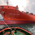 Pelabuhan Panjang menjadi area sandarnya MV Cape San Juan di Lampung untuk mendukung pelaksanaan latihan militer gabungan bersama (Latgabma) Super Garuda Shield 2026. Sumber foto: Antara