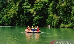 Tim SAR gabungan saat melakukan pencarian korban tenggelam di Sungai Selabung, Kabupaten OKU Selatan, Sumatera Selatan, Jumat. Sumber foto: Antara