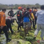 Petugas mengevakuasi wisatawan korban terseret ombak di Pantai Karangpapak, Kecamatan Cikelet, Kabupaten Garut, Jawab Barat, Kamis (27/8/2026). Sumber foto: Antara