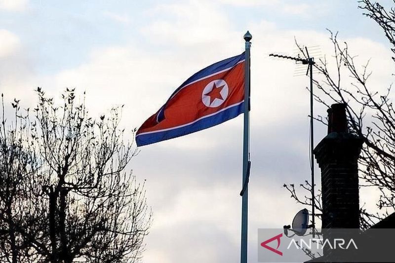 Ilustrasi - Bendera nasional Korea Utara. Sumber foto: Antara