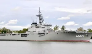 Kapal perang Jepang, JS Kunisaki. Sumber foto: indomaritim.com/ist Kapal perang Jepang, JS Kunisaki. Sumber foto: indomaritim.com/ist