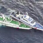 Bentrokan antarkapal penjaga pantai Filipina dan China. Sumber foto: Penjaga Pantai Filipina/PCG