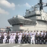 Jajaran pejabat TNI berfoto di atas KRI Sriwijaya-100 di Dermaga 107, Pelabuhan Tanjung Priok, Jakarta Utara, Kamis (24/9/2026). Sumber foto: Antara