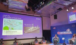 Arkeolog maritim Kementerian Kelautan dan Perikanan (KKP) Nia Naelul Hasanah Ridwan (kiri) berbicara dalam acara peluncuran USS Houston Shipwreck Preservation Project di Jakarta, Rabu (21/10/2026). Sumber foto: Antara