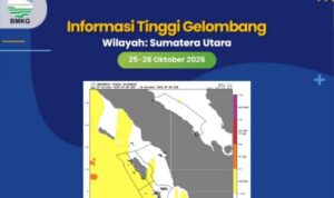 Sinoptik kondisi perairan Sumatera Utara pada 25-28 Oktober 2026. Sumber foto: Antara