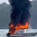 A screenshot of a video showing a speedboat caught fire in the waters of Gamat Bay, Sakti Village, Nusa Penida, Klungkung District, Bali, on Thursday (October 29, 2026). Photo source: Antara News Agency
