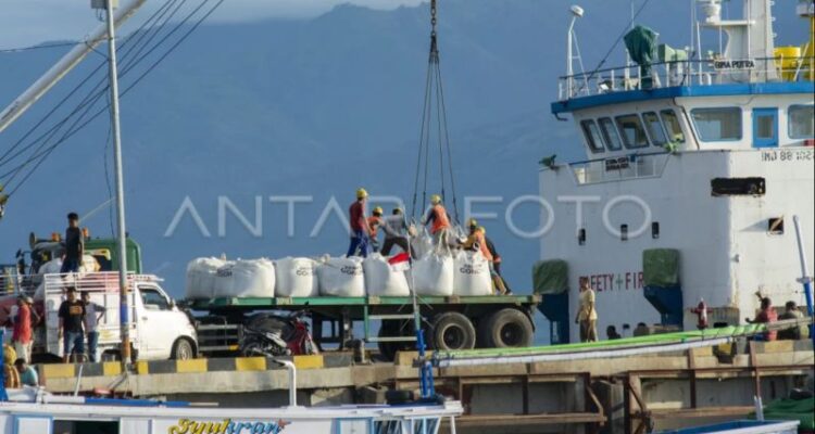 Ilustrasi - Sejumlah pekerja melakukan pembongkaran semen curah di Pelabuhan Rakyat Wani, Dongala, Sulawesi Tengah, Senin (7/4/2025). Sumber foto: Antara