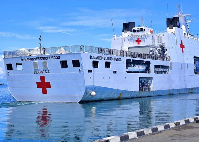 Kapal rumah sakit, KRI Wahidin Sudirohusodo-991. Sumber foto: Dispenal Kapal rumah sakit, KRI Wahidin Sudirohusodo-991. Sumber foto: Dispenal