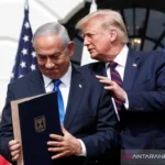 Perdana Menteri Israel, Netanyahu bersama Presiden AS, Donald Trump. Sumber foto: Antara
